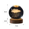Led Crystal Ball Night Light Solar System Crystal Ball 3D Engraved Small Glass Ball With Wooden Base Usb Charging Suitable For Home Decor Decor