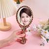 Vintage European Handheld Makeup Mirror Luxury Embossed Flower Hand Mirror Portable Cosmetic Mirror Vanity Tools for Women Gift