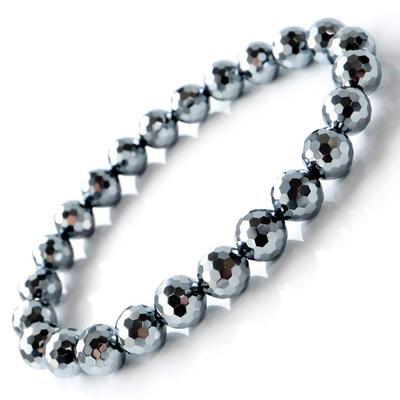 Bransoletka z rudy terahertz o wysokiej czystości, szlifowana na lustro, 8 mm, dostarczana w ekskluzywnym pudełku, obwód wewnętrzny [ZŁOTY KAMIEŃ] ok.. 15,5 cm