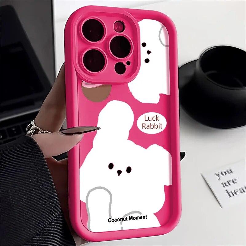 Candy Flüssigsilikon Handyhülle Für iPhone 11 Hülle iPhone 13 12 14 15 Pro Max XR XS 7 8 Plus SE Niedliche Bär Cartoon Kaninchen Hülle