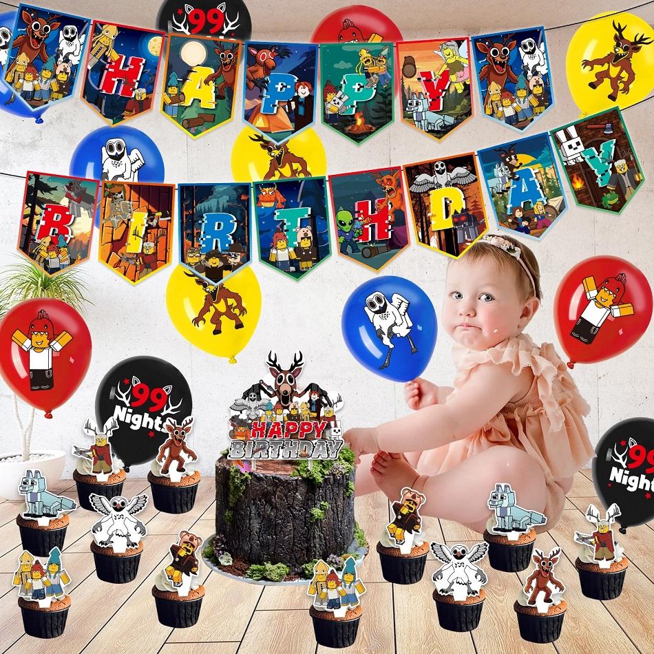 99 Nights In The Forest Themed Party Deer Eagle Image Balloons Best Friend Birthday Party Backdrop Cake Fans Decoration Gifts