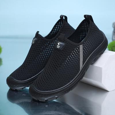 2025 Summer New Cloth Shoes Men's Hollow Breathable Mesh Shoes Men's Casual Soft-soled Non-slip Dad Shoes