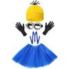 Halloween Minions Knitted Hat Gloves Eyewear Mesh Skirt Shoulder Strap Set Adult Dress Accessories Spot
