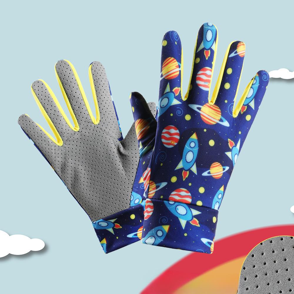 Children's Cycling Gloves Long Finger Thin Summer Sun Protection Children Cartoon Roller Slim Balance Bike Sports Boy and Girl Gloves