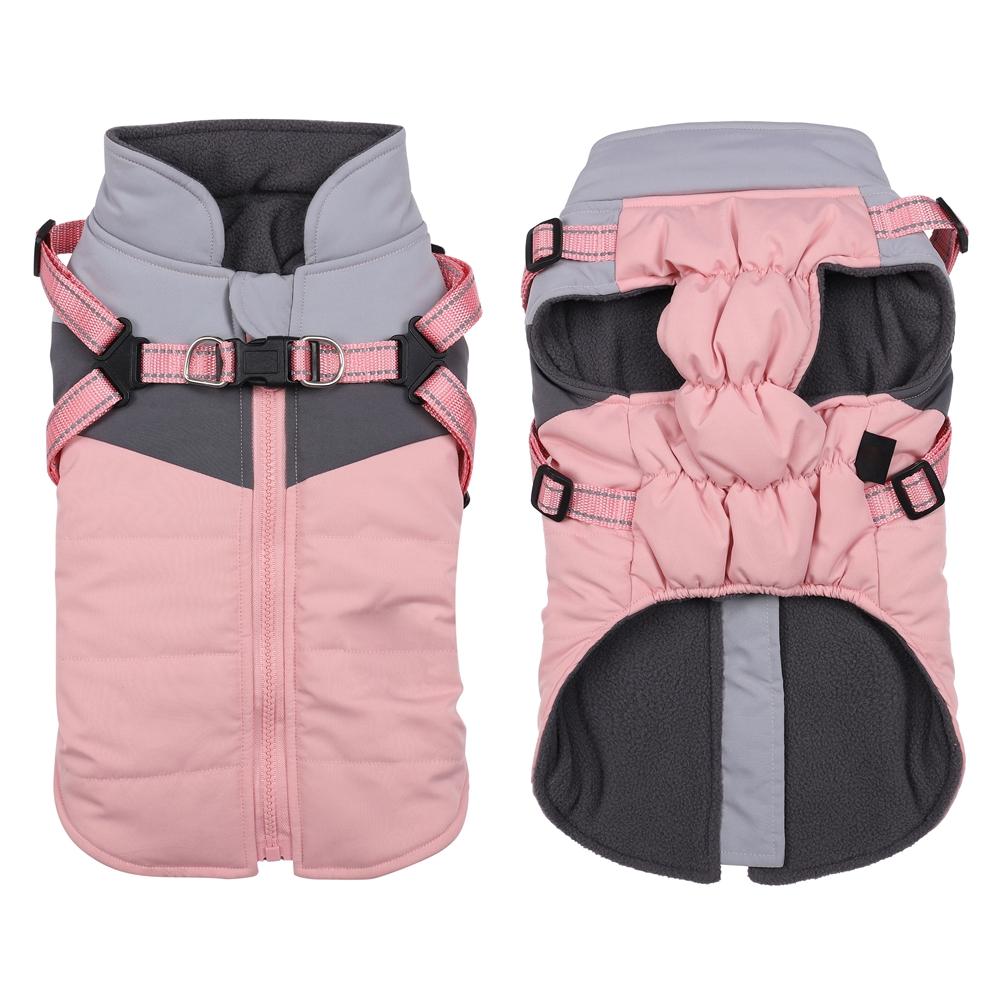 Warm Dog Coat Autumn Winter Dog Jacket with Harness Cold Weather Waterproof Dog Clothes for Large Medium Small Dogs Outfit