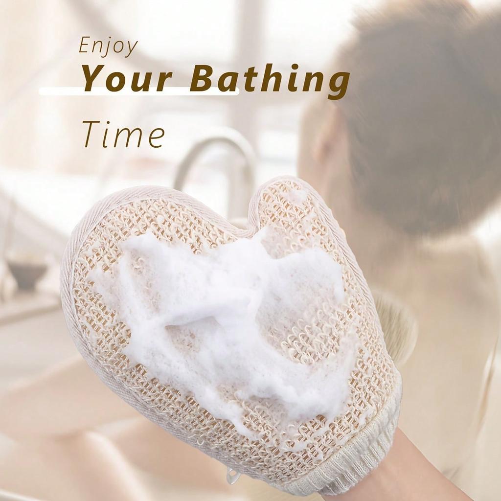 1 Piece Of Cotton And Linen Material Shower Gloves, Double-Sided Mud And Ash Scrubbing Household Cleaning And Scrubbing Towels, Body Cleansing Tool