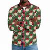 Men's Casual Long Sleeve Shirt with Christmas Print for Holiday Party and Fall