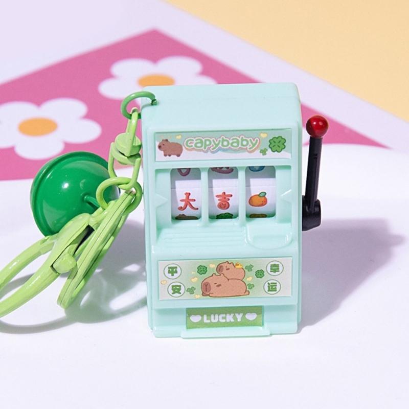 Cute Capybara Fruit Machine Key Holder Charming Capybara Fruit Spin Keychain Delightful Game Charm For Kids And Adults