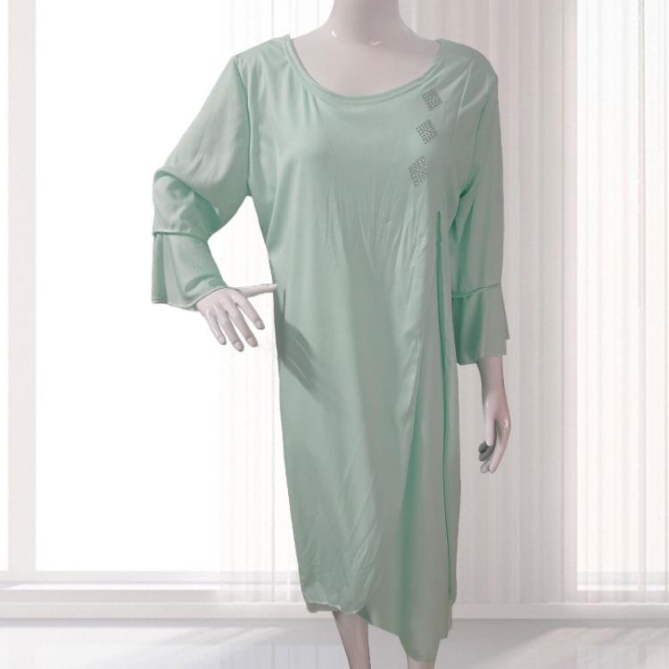 Plus Size Midi Dress for Women Office Daily Wear Fall Spring Parties A Line Layerd Hem Three Quarter Sleeves Round Neck Mid Calf Length