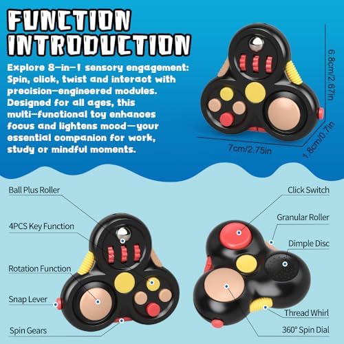 5 Pack Fidget Toys Set for Kids Adults, Sensory Toys with Fidget Slider Cube Finger Bike Chain, Cool Desk Gadgets Stress Relief Party Gift