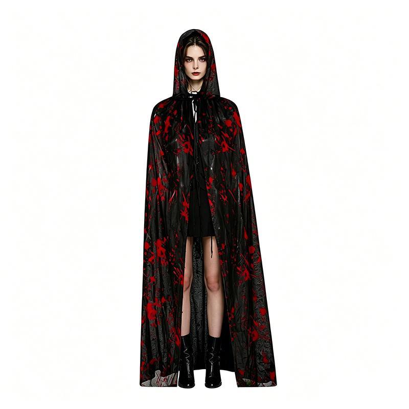 Halloween Cosplay Blood Splatter Hooded Cape Cloak Bloody Apron Tights Socks Scary Party Dress Up Costume Accessories For Adult