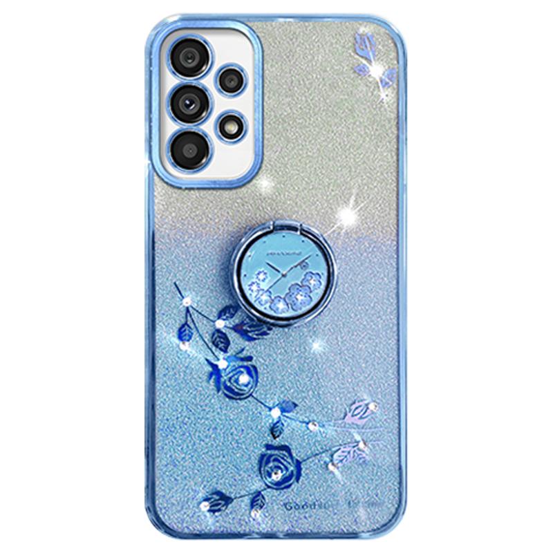 KADEM For Samsung Galaxy A53 5G Cover Flower Decor TPU Phone Case with Ring Kickstand