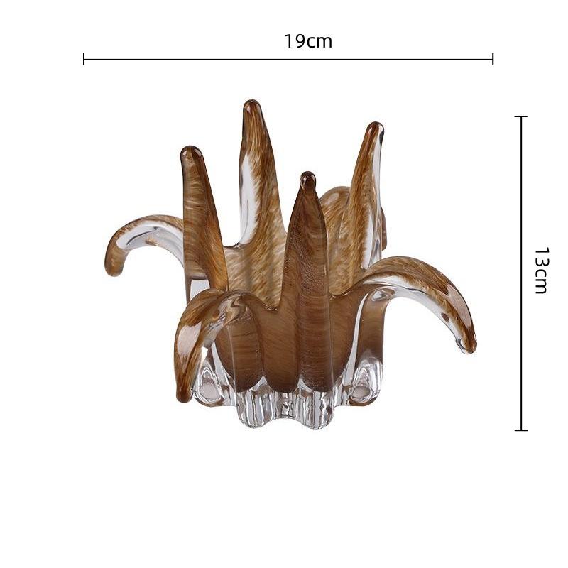 Creative Glass Candlestick Petal Candle Holder Lily Desktop Storage Container Glass Handicrafts Home Decoration Accessories