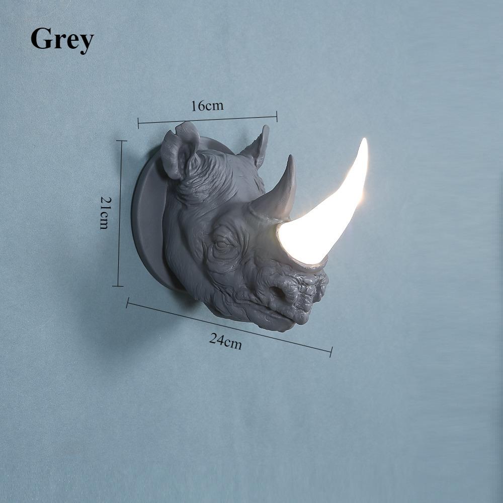 

Скандинавские смоляные настенные светильники-носороги, ретро, современные, светодиодные, животные, настенные бра, лофт, спальня, прикроватные, домашний декор, настенные светильники, светильник серый
