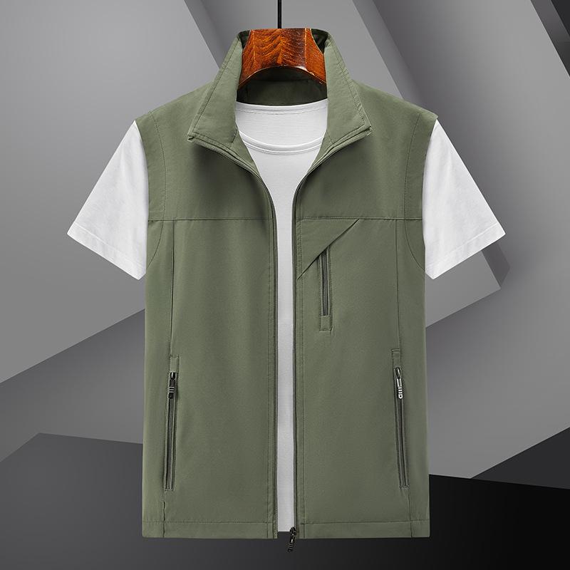 

Мужской дышащий быстросохнущий жилет без рукавов на весну и осень 2024 года 6XL армия зеленый