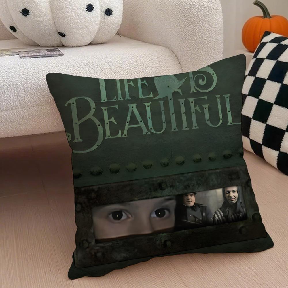 Fashion LLife Is Beautiful Cushion Cover Throw Pillow Cover Hidden Button Durable Polyester Chair Cushion