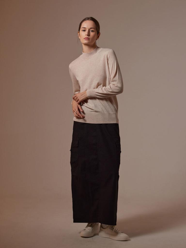 AYIHOLIC CASHMERE Mock Neck Merino Wool Knit