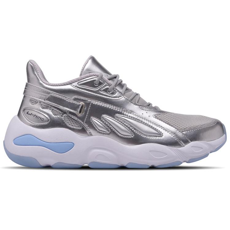 Li Ning Butterfly Cushioning Slip Resistant Low Top Chunky Sneakers Men's Silver AGLN069-10