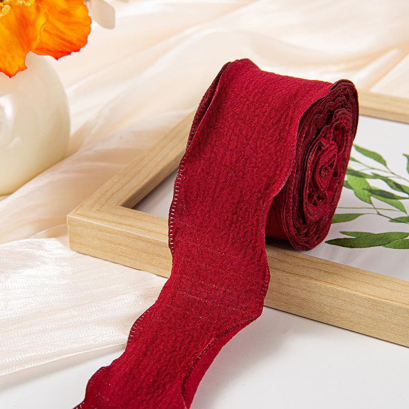 1Pc Lace Pleated Ribbon DIY Cake Bouquet Flowers Fishtail Yarn Packaging Linen Wavy Lace Ribbon