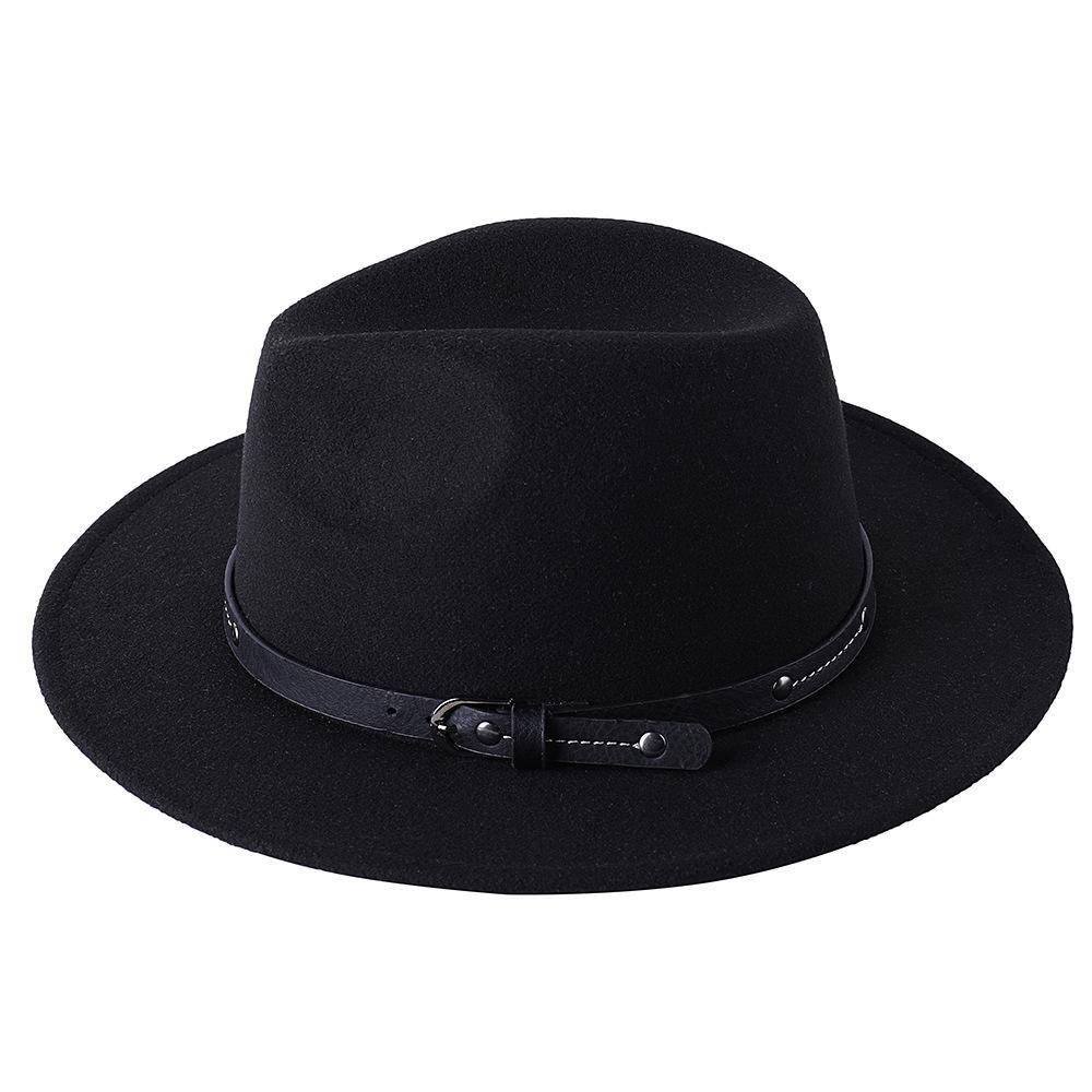 1Pc Fashion Wool Fedora Hat Men Autumn Winter Wide Brim Jazz Cap Imitation Woolen Women Church Felt British Hat