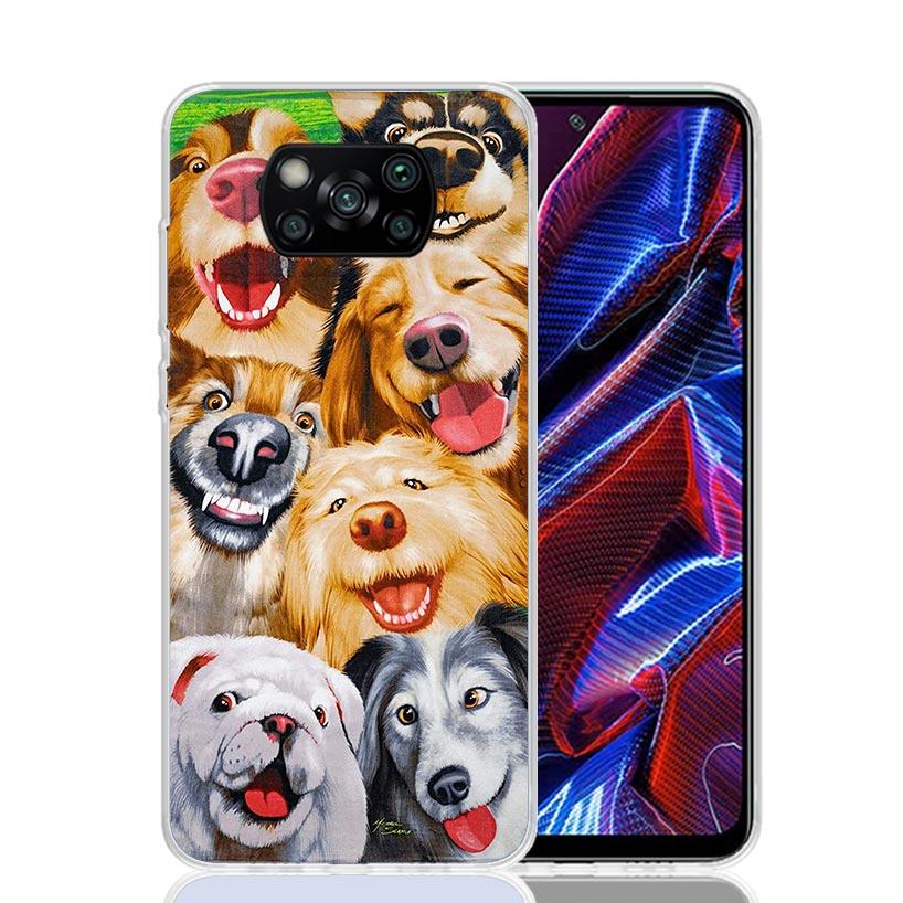 Funny Selfie Dogs Group Phone Case For Xiaomi Poco X7 X6 X5 Pro F7 Ultra Redmi 15C 15 13 13C 12 12C 10 10A 10C 9 9A 9C 9T Cover