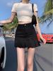 Plus Size Black High-Waist Fishtail Skirt - Summer 2024 Slim Fit, Pleated Short Korean Style for Women