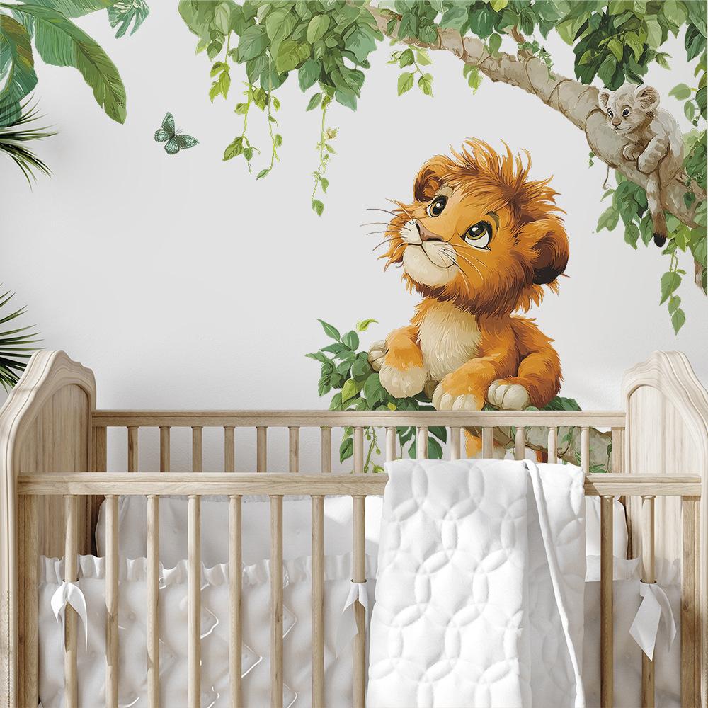 Cartoon Jungle Little Lion Children's Bedroom Home Background Beautification Wall Stickers