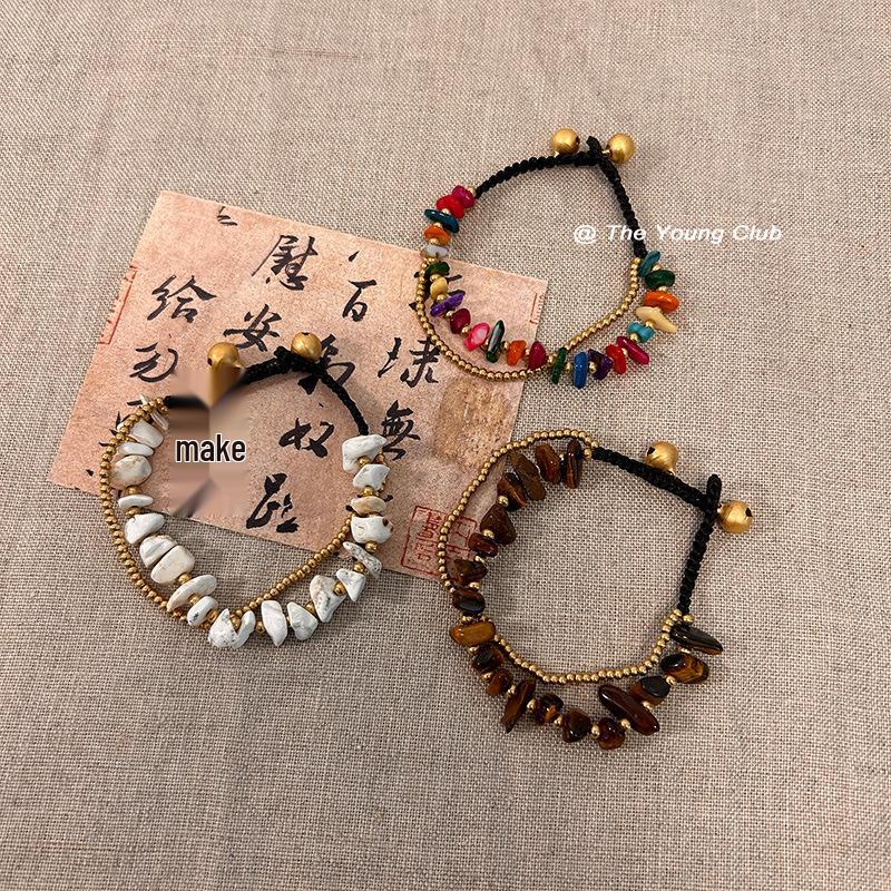 Chinese Retro Tibetan Bead Bracelet: High-End Natural Stone Handmade Ethnic Style Jewelry.