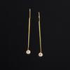 Fashion Jewelry 925 Sterling Silver Long Earring Single Zircon Long Tassel Chain Gold Plated Ear Wire Earrings for Women