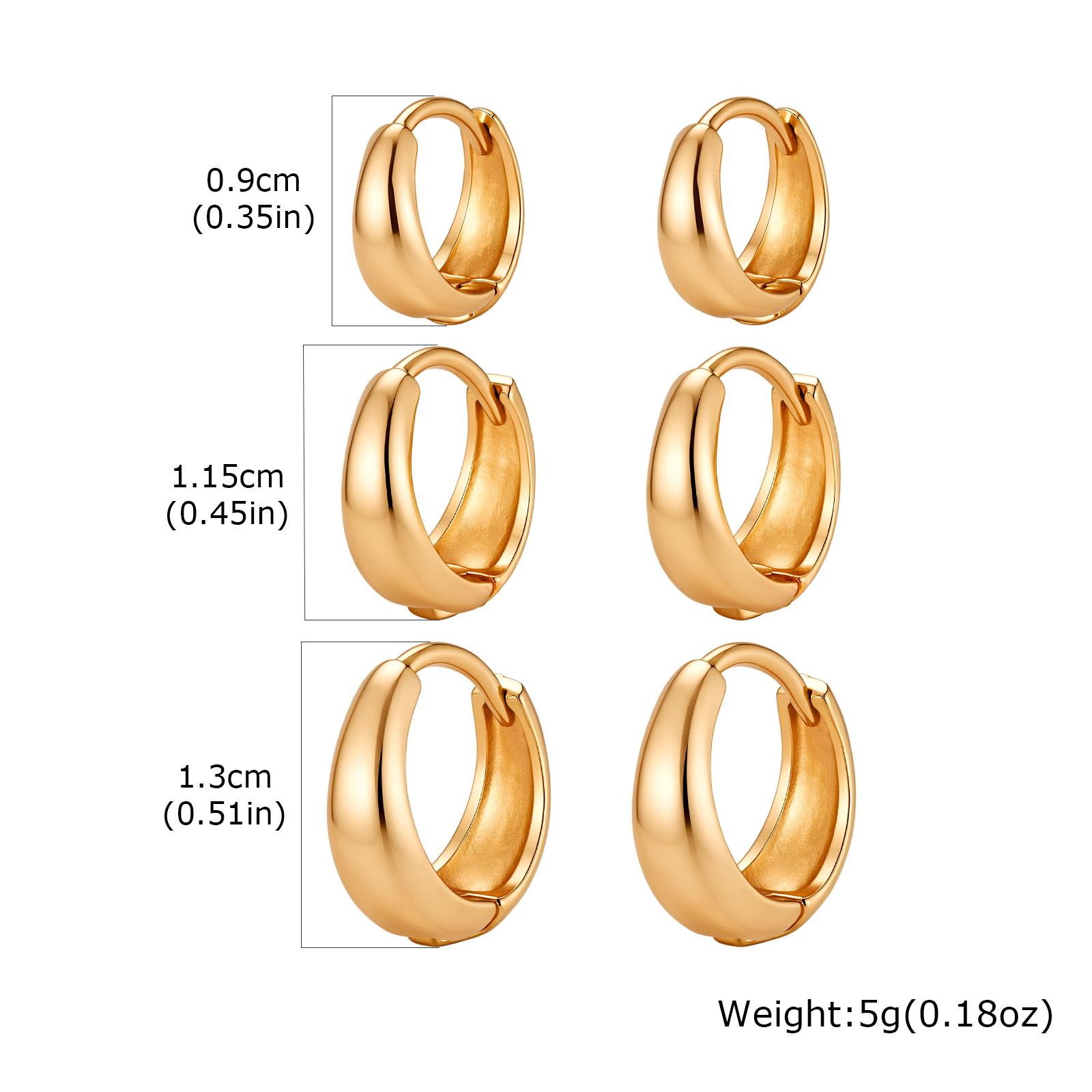 3pcs Set Huggie Hoop Earrings for Women, Hypoallergenic Smooth Round Hoop Earrings, Gold Plated Simple Trendy Jewelry Gift