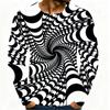 Spring and Autumn Round Neck 3D Abstract Art Printed Top Fashionable Casual Long Sleeved Men's T-shirts