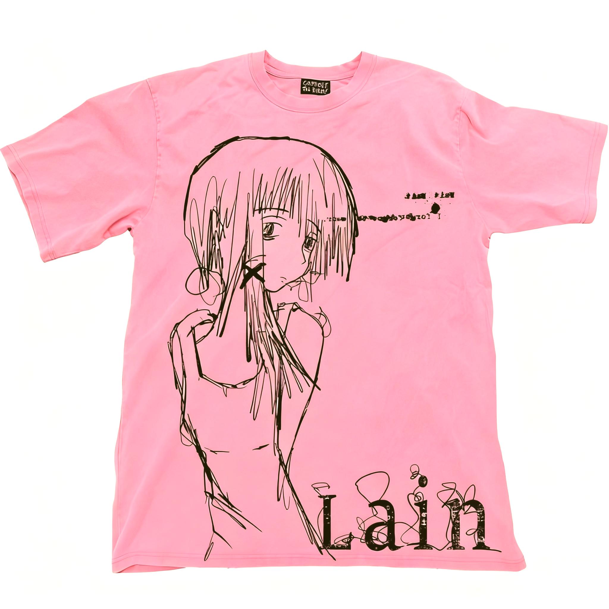 

Lain Graphic Print Autumn Cotton Unisex T-shirt Short Sleeve Street Fashion Trend Clothing Street Style Winter Innerwear S