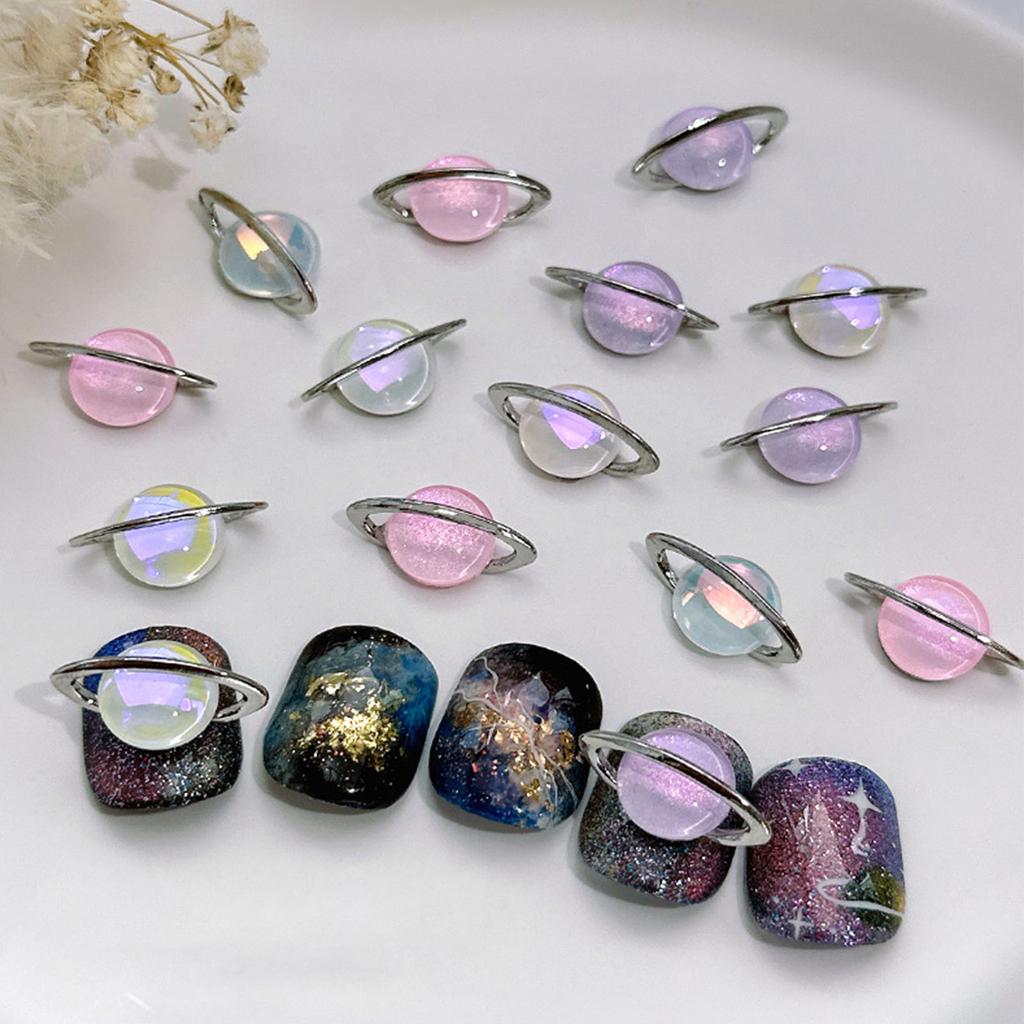 Planet Nail Art Charms Saturns Shape Nail Rhinestones Gems Crystal 3D Nail Art Decoration Metal Nail Studs Nail Jewelry