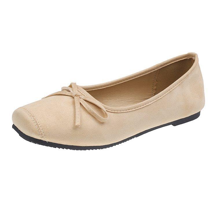 [Uncle Shoe] French small square head inner height increase ballet shoes women's 2025 new shallow mouth shoes bow