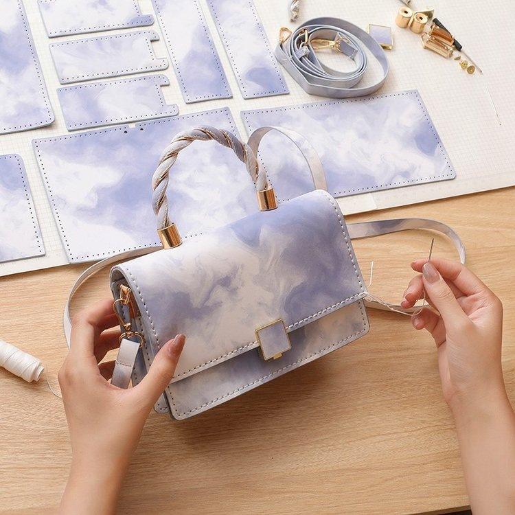 DIY Handbag Making Kit PU Leather Shoulder Bag Sewing Materials Women Crossbody Knitting Crochet Bags Handicraft Accessories