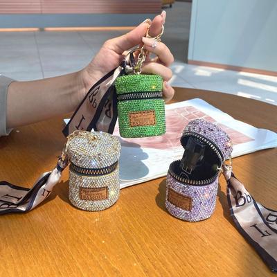 Fashion Internet Celebrity Mini Light Luxury Earphone Bag Versatile Keychain Pendant High Sense Full Diamond Change Bag Creative Zipper