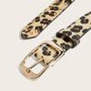 Leopard Print Waist Belt with Horsehair Patchworked Rivets Studded Design for Women Fashion Enthusiasts Music Festival