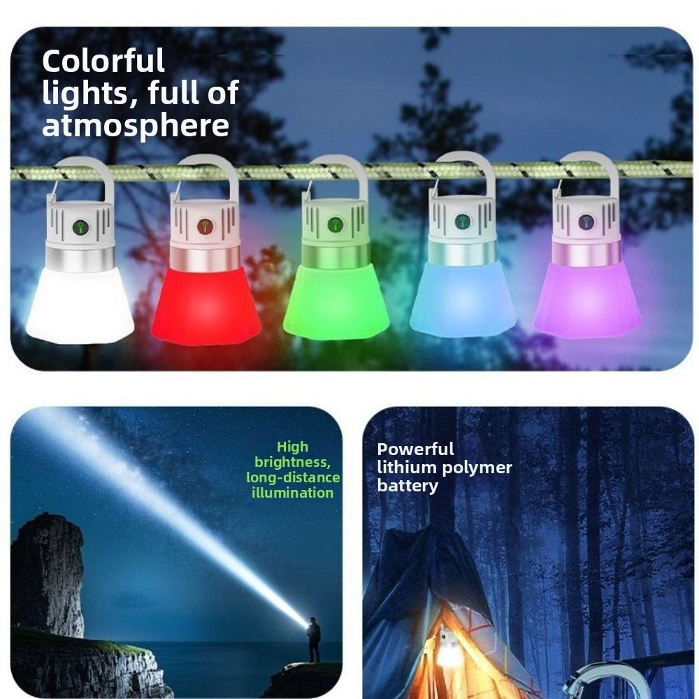 Hanging Function RGB Ambient Light Handheld Portable Hook Lamp Mini LED Flashlight Camping Use