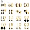 925 Silbernadel Luxus Schwarzes Kristall Herz Ohrstecker für Damen Mode Geometrie Gold Ohrringe Trend Schmuck Geschenke