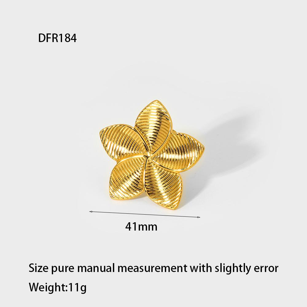 European and American ins plated 18K gold stainless steel starfish dragonfly geometric opening ring exaggerated design waterproof ring female