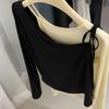 Chic French Color-Block Patchwork Long-Sleeve Shirt for Women - Perfect for Autumn and Winter