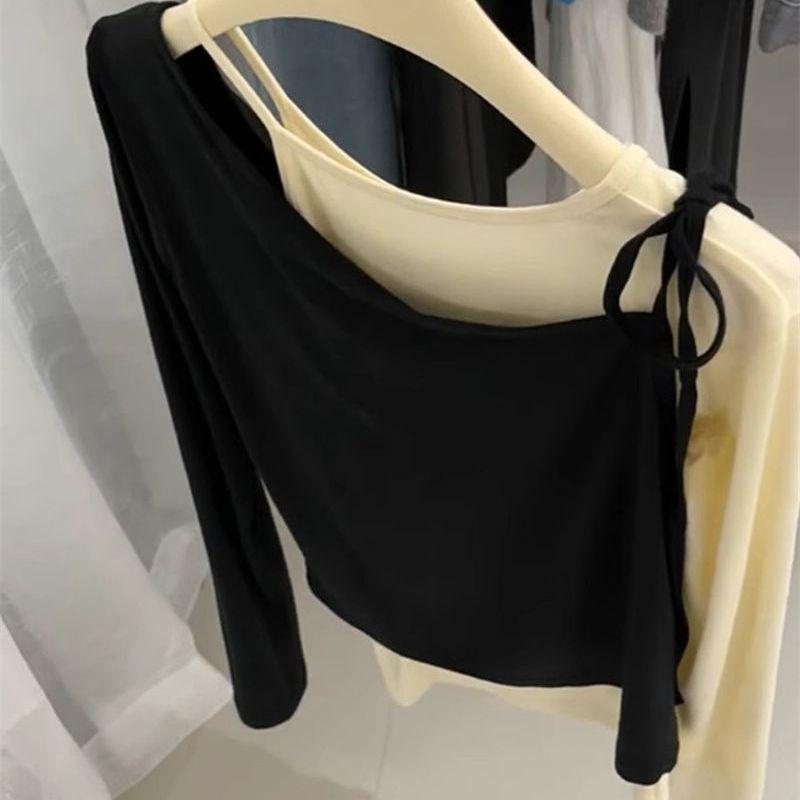 Chic French Color-Block Patchwork Long-Sleeve Shirt for Women - Perfect for Autumn and Winter