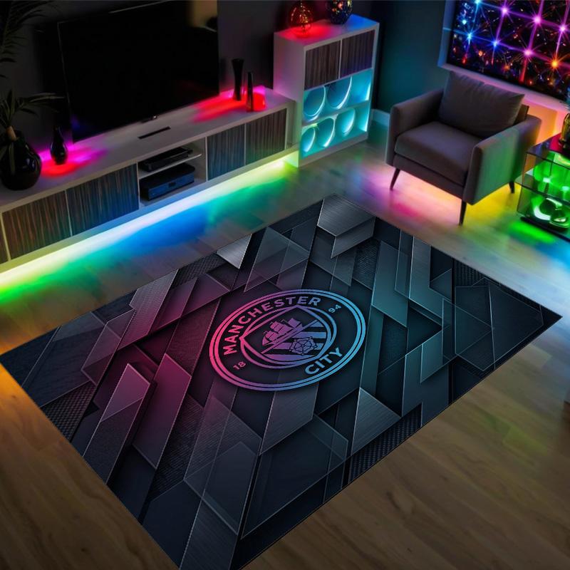 Manchester City Design Crystal Velvet Carpet Cozy Non?Slip Printed Rug For Bedroom Living Room Entrance