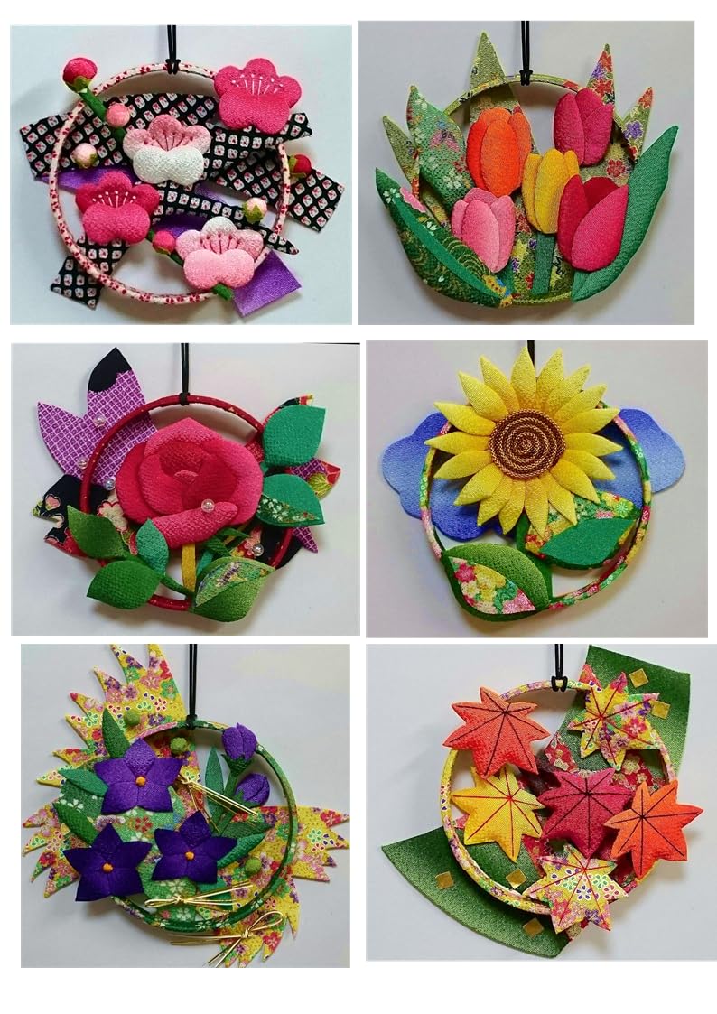 

Набор из 6 китов для изготовления цветов из ткани чиримен Такараку, круглое окно