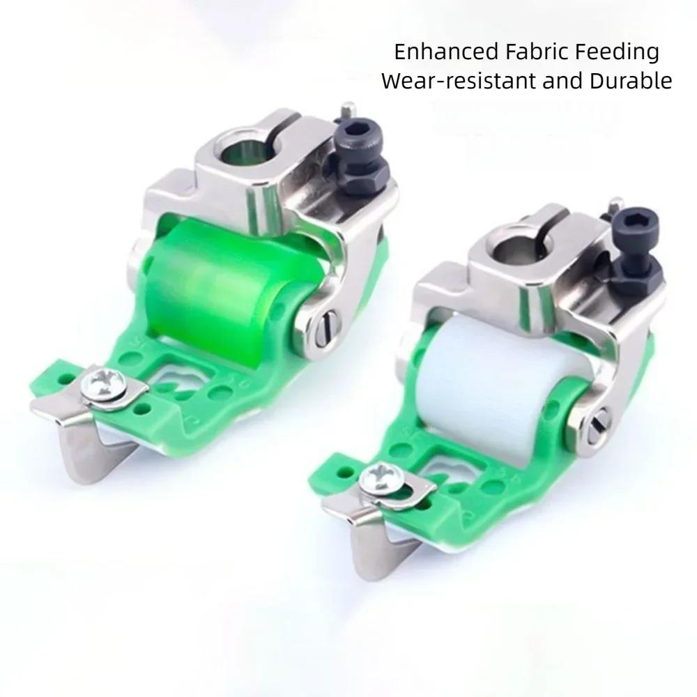 3 Needle 5 Thread Roller Presser Foot Adjustable Plastic Sewing Machine Roller Presser Foot No Cloth Eating Sewing Presser Foot