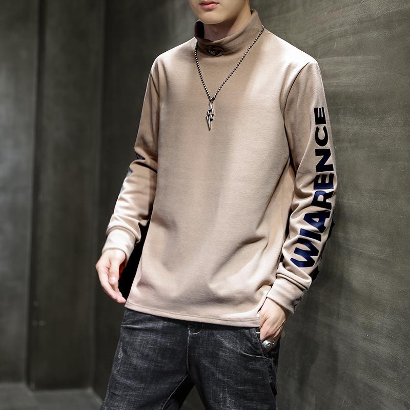 half high neck round sweater men 