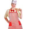 1950s Adult Waiter Costume Set Waitress Costume Hots Dog Costumes with Stripe Apron,Caps and Bowtie