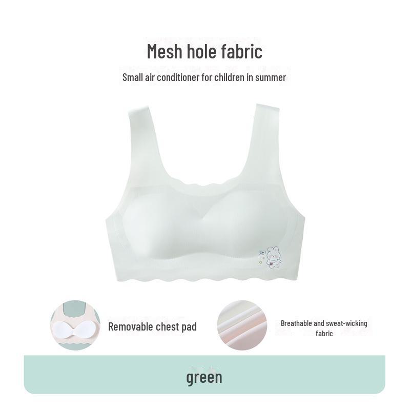 

Бесшовный бюстгальтер для девочек Ice Silk — дышащий и легкий для лета S (60-80 jin) зелёный