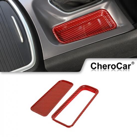 Interior Gear Shift Storage Box Trim for Dodge Charger 2015+ Red Carbon Fiber