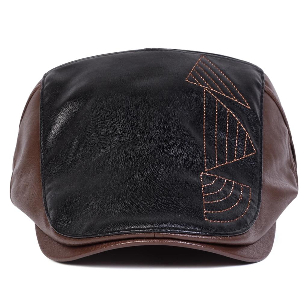 Newsboy Brand Latest Fresh Leather PU Faux School Old Vintage Men Caps British Painters Hats Spring Autumn Side Adjustable Flat Cap Hip Hop Urban
